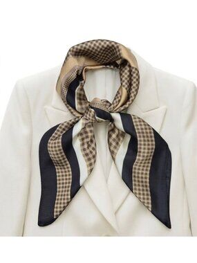 ✨New Elegant Bandana Geometric Scarf Silky Satin Black and Brown Wrap Stylish✨